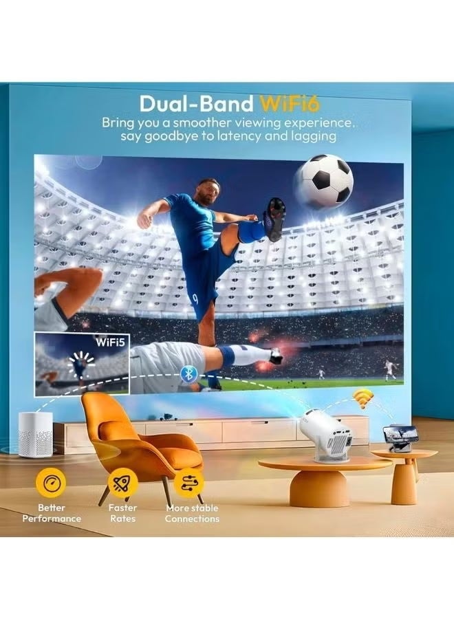 Smartbarry 4K / 1080P Mini Projector – Android OS, WiFi & Bluetooth, 210° Rotatable Stand, Portable Home Theater Projector, Stream 8000+ Apps, Movies, Gaming & Presentations - Image 4